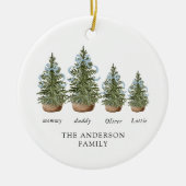 Christmas Trees Bow Blue Keramisch Ornament (Voorkant)