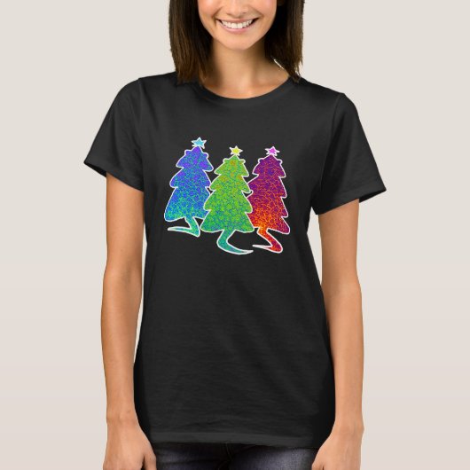 Christmas Trees Cat Lizard Dinosaur Rat Blue Green T-shirt (Voorkant)