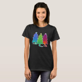 Christmas Trees Cat Lizard Dinosaur Rat Blue Green T-shirt (Voorkant volledig)