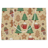 CHRISTMAS TREES GINGERBREAD MEN HOT COCOA  GROOT CADEAUZAKJE (Voorkant)