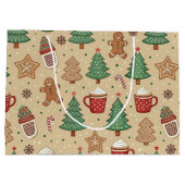 CHRISTMAS TREES GINGERBREAD MEN HOT COCOA  GROOT CADEAUZAKJE (Achterkant)