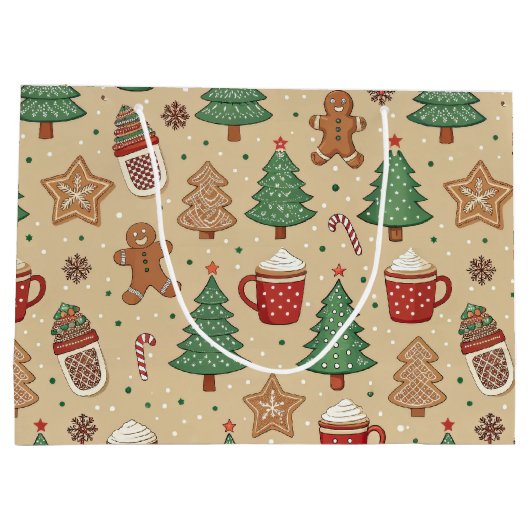 CHRISTMAS TREES GINGERBREAD MEN HOT COCOA GROOT CADEAUZAKJE (Achterkant)