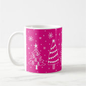 Christmas Trees in Snow Chalk Board Pink and White Koffiemok (Links)