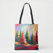 Christmas Trees painting Landscape   Tote Bag (Voorkant)