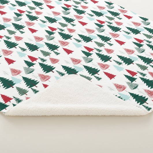 Christmas Trees Pine Forest Cozy Patterned Sherpa Deken (3/4)