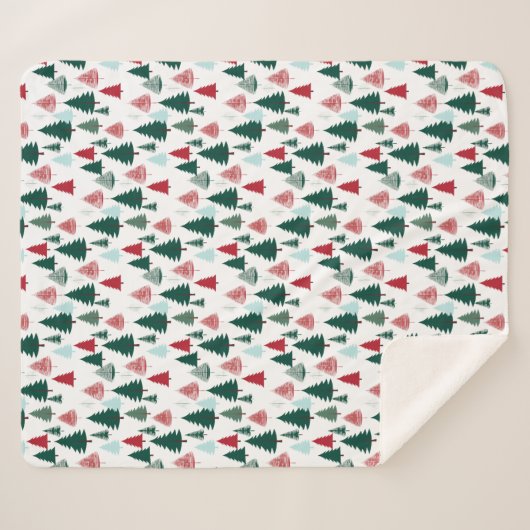 Christmas Trees Pine Forest Cozy Patterned Sherpa Deken (Voorkant (horizontaal))