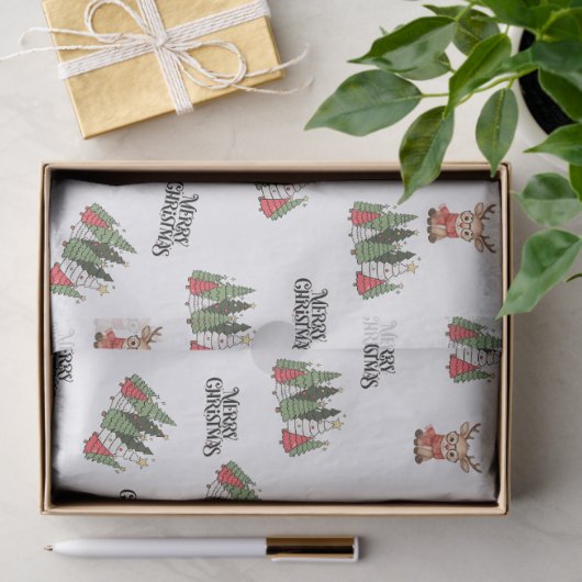 Christmas Trees & Reindeer Wrapping Paper Tissuepapier (Geschenk)