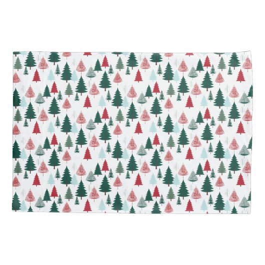 Christmas Trees Scandi Pine Forest Cozy Patterned Kussensloop (Achterkant-Links)