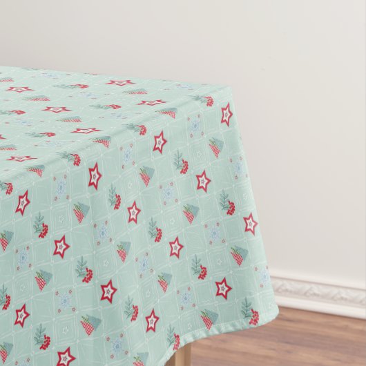 Christmas, trees, snowflakes, stars, colorful tafelkleed (Voorbeeld)