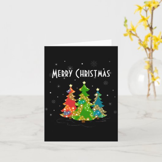 Christmas Trees Snowflakes Whimsical Fun Red T Shi Kaart (Gele Bloem)
