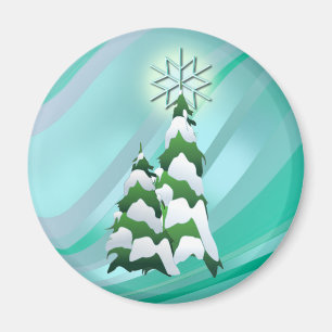 CHRISTMAS TREES & STAR by SHARON SHARPE Magneet