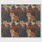 Christmas Trees & Tigers patroon Cadeaupapier (Vlak)