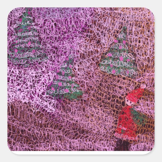 Christmas trees vierkante sticker (Voorkant)