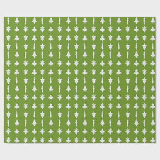 Christmas Trees White on Green Cadeaupapier (Vlak)