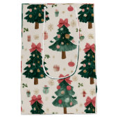 Christmas Trees with Bows Gift Bag Medium Cadeauzakje (Achterkant)