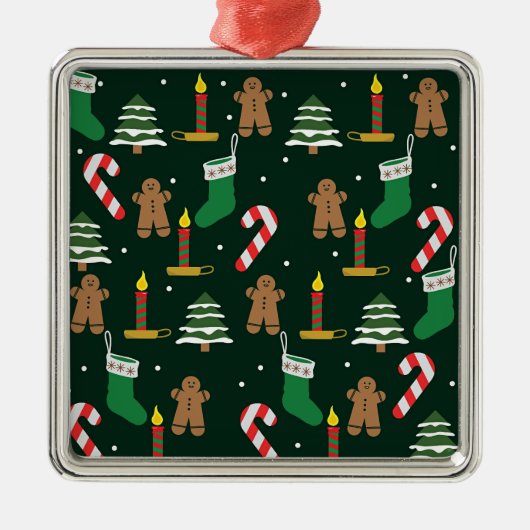Christmas trees with gingerbread men, metalen ornament (Voorkant)