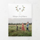 Christmas Trifold 4 Photo Card Waterverf Monogram Drieluik Wenskaart (Cover)