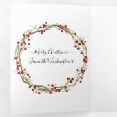 Christmas Trifold 4 Photo Card Waterverf Monogram Drieluik Wenskaart (Binnenzijde eerst)