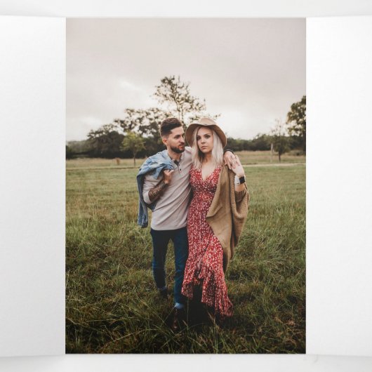 Christmas Trifold 4 Photo Card Waterverf Monogram Drieluik Wenskaart (Binnenkant midden)