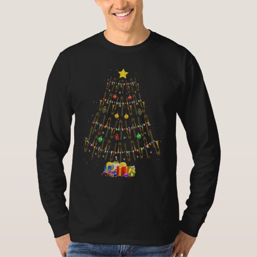 Christmas Trombone Player Gifts Xmas Tree T-shirt (Voorkant)