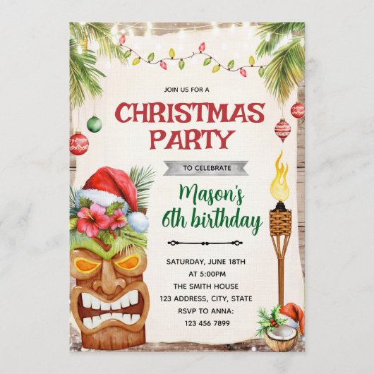Christmas Tropical  Party invite Kaart (Voorkant)