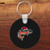 Christmas Trout Fish Funny Fishing Santa Hat Light Sleutelhanger (Voorkant)