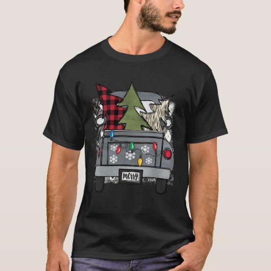 Christmas Truck and Red Buffalo Plaid Holiday Tree T-shirt (Voorkant)