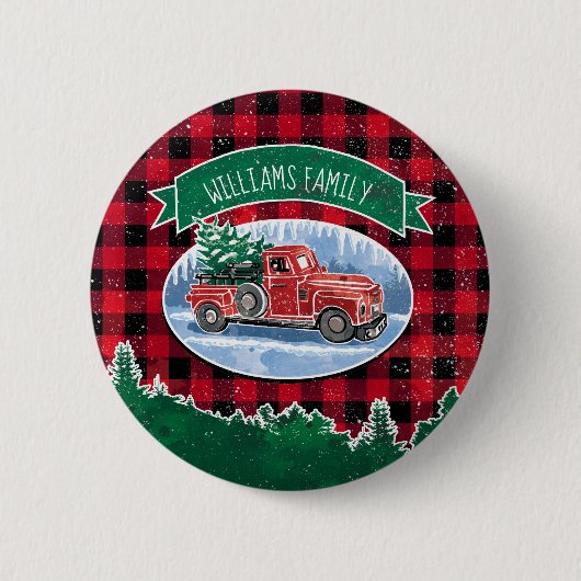 Christmas Truck Naam toevoegen Ronde Button 5,7 Cm (Voorkant)