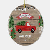 CHRISTMAS TRUCK Rustic Family Kerstversiering Keramisch Ornament (Links)