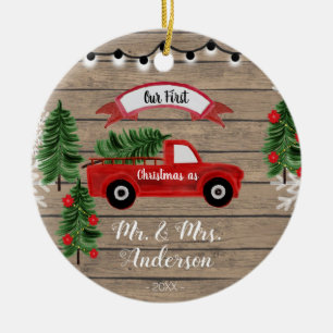 CHRISTMAS TRUCK Rustic Family Kerstversiering Keramisch Ornament