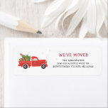 Christmas Truck Verhuisaankondiging Retouradres Etiket<br><div class="desc">Maak deze vakantie bekend met een schattig ontwerp van rode vrachtwagens. Verander eenvoudig de details op zowel de voorzijde als de achterzijde van de kaart door op de knop "Personalize" te klikken.</div>
