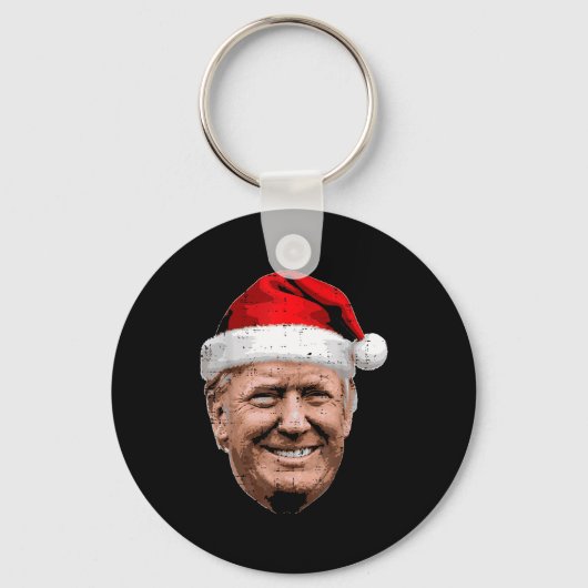 Christmas Trump Face Santa Funny Xmas Meme Men Wom Sleutelhanger (Voorkant)