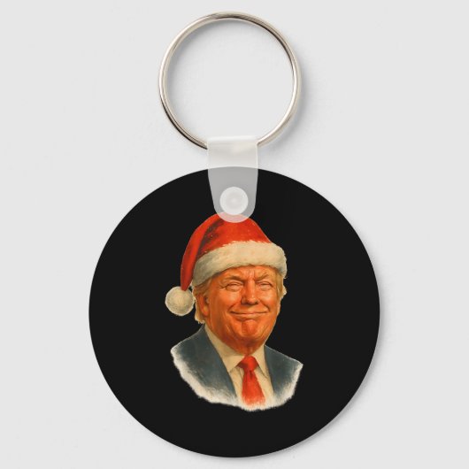 Christmas Trump Face Santa Funny Xmas Meme Men Wom Sleutelhanger (Voorkant)