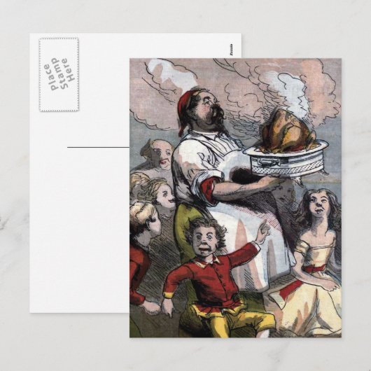 "Christmas Turkey" Vintage Illustration Feestdagenkaart (Voorkant / Achterkant)