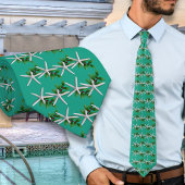 Christmas Turquoise Starfish pattern tie Stropdas