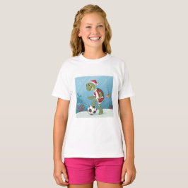 Christmas Turtle playing football T-shirt