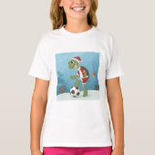 Christmas Turtle playing football T-shirt (Voorkant)