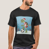 Christmas Turtle playing football T-shirt (Voorkant)