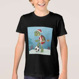 Christmas Turtle playing football Tri-Blend Shirt