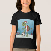 Christmas Turtle playing football Tri-Blend Shirt (Voorkant)