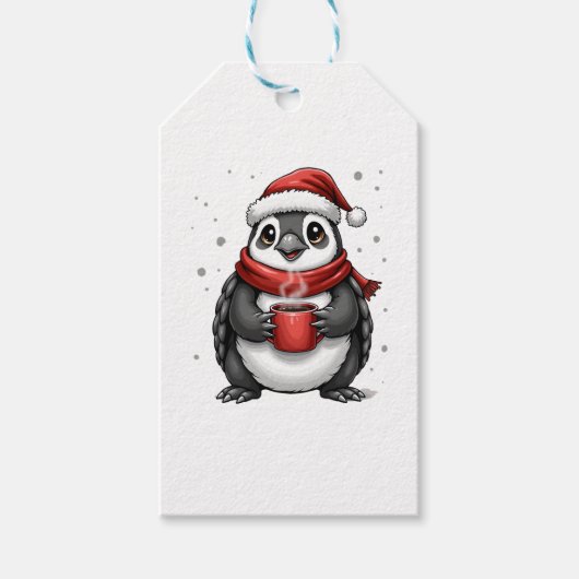Christmas Turtle with Santa Hat Coffee Lover Funny Cadeaulabel (Voorkant)
