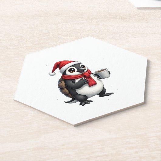 Christmas Turtle with Santa Hat Coffee Lover Funny Kartonnen Onderzetters (Schuin)