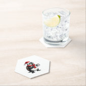 Christmas Turtle with Santa Hat Coffee Lover Funny Kartonnen Onderzetters (Insitu)