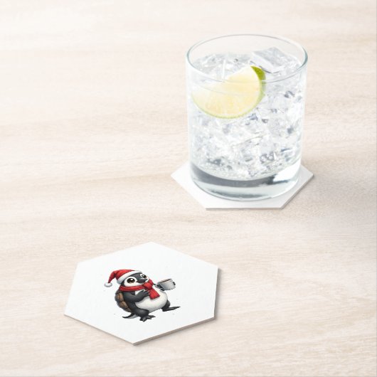 Christmas Turtle with Santa Hat Coffee Lover Funny Kartonnen Onderzetters (Insitu)