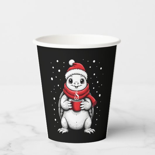 Christmas Turtle with Santa Hat Coffee Lover Funny Papieren Bekers (Voorkant)
