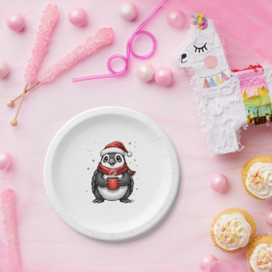 Christmas Turtle with Santa Hat Coffee Lover Funny Papieren Bordje (Feest)