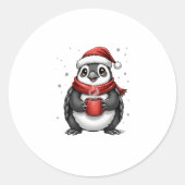 Christmas Turtle with Santa Hat Coffee Lover Funny Ronde Sticker (Voorkant)