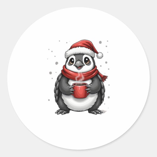 Christmas Turtle with Santa Hat Coffee Lover Funny Ronde Sticker (Voorkant)