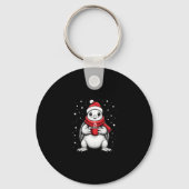 Christmas Turtle with Santa Hat Coffee Lover Funny Sleutelhanger (Voorkant)