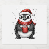 Christmas Turtle with Santa Hat Coffee Lover Funny Sparkling Wijnetiket (Enkel label)